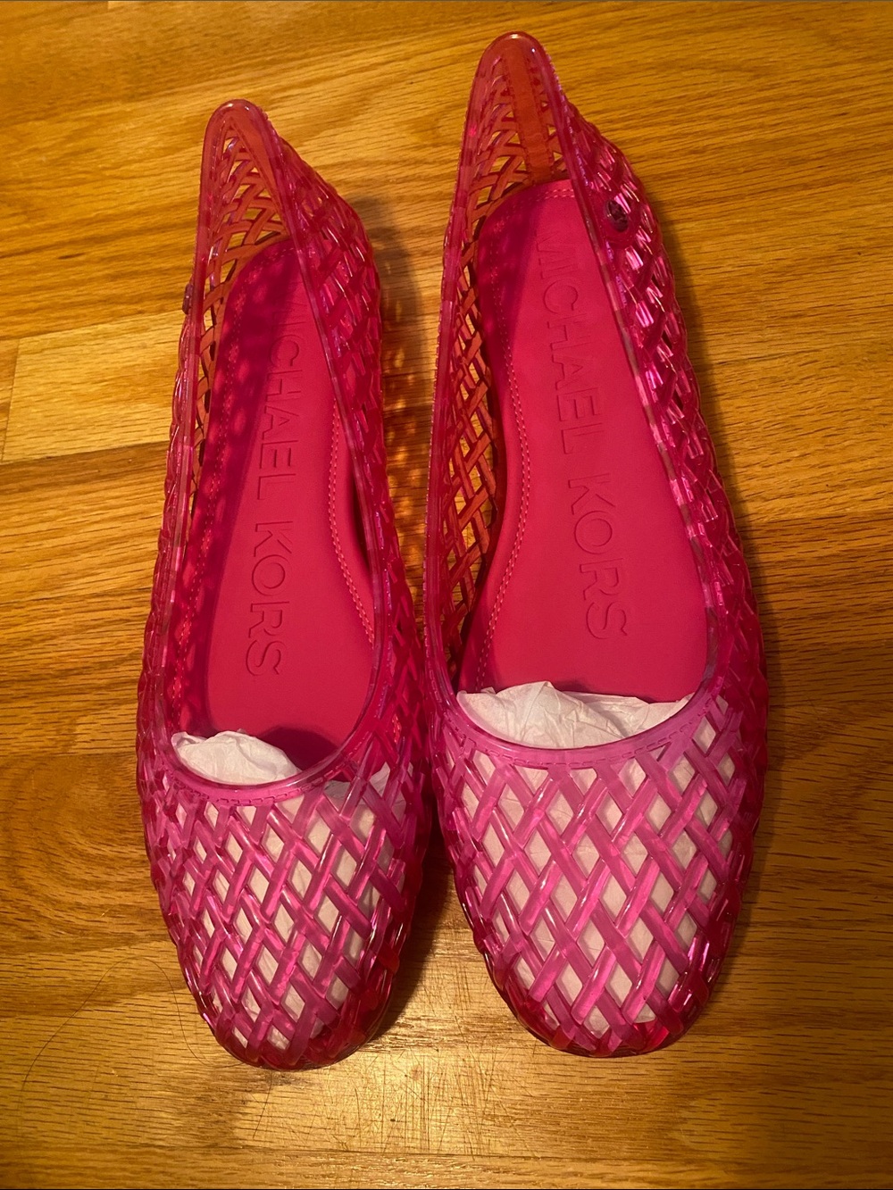 Michael Kors Hot Pink Woven Jelly Ballet Flats